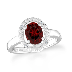 Bague en argent sterling 925 sertie de grenat, forme ovale, fantaisie, mariage, fête, classique, tendance, unisexe - Product Image 1