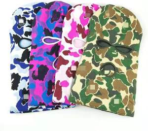 Designer Three Hole Face Protect Camo Camouflage Jacquard Pattern <b>Balaclava</b> Custom Knit Cap Puff Printing Digital Sports Fishing - Product Image 3