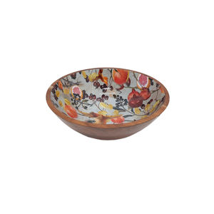 ชามผลไม้ทรงกลมทำจากไม้สำหรับตกแต่งพิมพ์ลายทำด้วยมือสำหรับห้องครัวและบนโต๊ะชามอาหารและของว่าง - Product Image 1