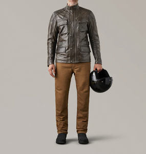 Chaqueta de cuero genuino de alta calidad de cuero de vaca personalizado para hombres OEM al mejor precio al por mayor hecho en Pakistán chaqueta de cuero de moda pura - Product Image 2