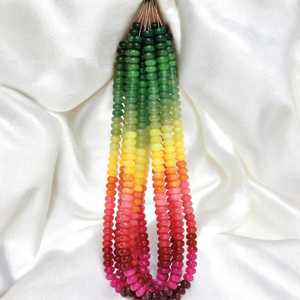 Quartz naturel multicolore ombré lisse Rondelle perles 7mm-8mm pierre précieuse en vrac pour la fabrication de bijoux approvisionnement en gros - Product Image 1