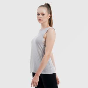 เสื้อกล้ามแฟชั่นทรงเพรียวบาง ผ้าถักระบายอากาศได้ดี สีเทา - Product Image 3