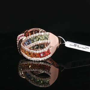 แหวนค็อกเทลประดับเพชรหลากสีที่สวยงาม-วงแหวนอินเดีย-R03303 - Product Image 2