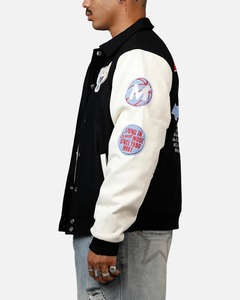 Chaqueta Varsity de Cuero con Bordado Chenille de Lujo, Totalmente Personalizada OEM, para Hombre - Product Image 4