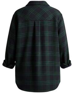 Chemise-veste en flanelle à carreaux vert foncé et noir personnalisée pour homme, manches longues, boutonnée, chaude, avec deux poches poitrine - Product Image 2