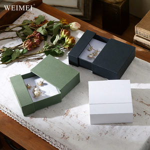 Caja de Joyería WEIMEI con Logotipo Personalizado, Caja de Embalaje de Joyería de Lujo con Cajón Deslizable de Papel para Collares, Colgantes, Pulseras y Anillos - Product Image 1