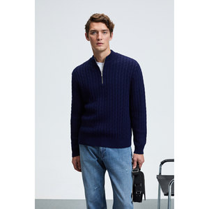 Pull en tricot à col montant mi-zippé pour homme GRIMELANGE IVAR, motif tricoté - Product Image 3