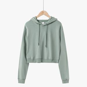 Cotton 300gsm Long Sleeve Blank Hoodie <b>Crop</b> Sweatshirt Average Size for Women Custom Women Cropped <b>Top</b> Hoodie T-shirt for <b>men</b> - Product Image 4