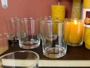 Bougeoirs votifs en verre transparent, récipient de bougie en cire d'abeille pour recharges, tasse de pot en verre rechargeable, cire d'abeille votives en cire d'abeilles - Product Image 5