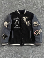 Chaqueta Varsity de Béisbol Casual para Hombre, Bordado Chenille, Invierno, Impermeable, Transpirable, Bloques de Color Personalizados