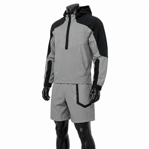 Conjunto de Sudadera con Capucha y Pantalones Cortos Cortavientos para Hombre, Ropa Deportiva Táctica Ligera - Product Image 3