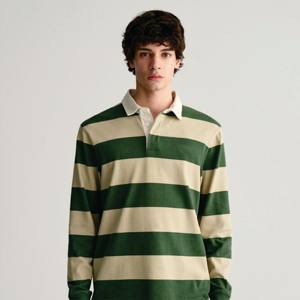 "Polo de rugby a rayas informal para hombre: suave, duradero y perfecto para uso diario, deportes y atuendos casuales" - Product Image 2