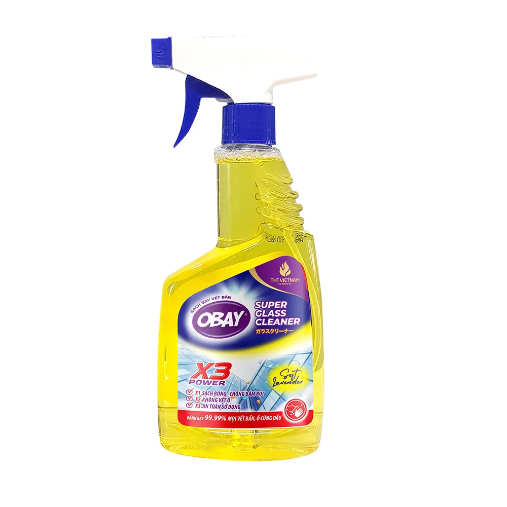 Obay Glass Cleaner 500ml Fragrância Lavanda Macia Advanced Power X3 Fórmula Cozinha Limpeza Doméstica Spray