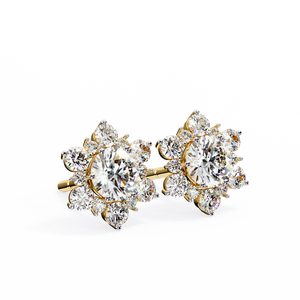 18K <b>Gold</b> Unique <b>Earring</b> with Lab-Grown Diamond Premium Diamond <b>Earrings</b> - Product Image 1