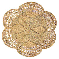 Tapis en forme de fleur bohème pour salon, tapis en jonc de mer pour intérieur, tapis rond en jute, OEM acceptable de l'usine du Vietnam