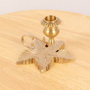 Paire de bougeoirs vintage en laiton et nacre, bougeoirs vintage en métal, pomme et ananas - Product Image 4