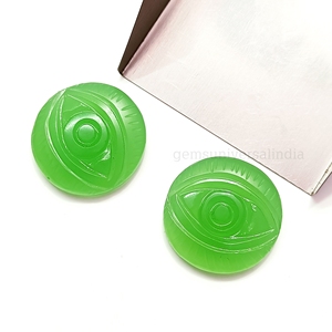 Piedra tallada de Calcedonia verde Natural 'EVIL EYE', abalorios de piedras preciosas sueltas de Calcedonia tallada a mano de alta calidad para la fabricación de joyas - Product Image 5