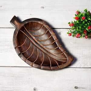 Plateau de feuilles en bois fait à la main de qualité supérieure meilleure qualité de l'exportateur indien et ensembles de fabricants pour plats et plateaux de mariage - Product Image 2
