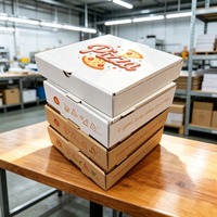 Boîtes à pizza personnalisées en papier écologique recyclable de qualité alimentaire SP3550 pour la vente en gros, avec impression de logo, pour la livraison de repas à emporter et la sécurité alimentaire
