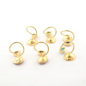 Bijoux pour femmes deux pierres bague réglable en résine véritable géode druzy & lite vert améthyste bague quartz plaqué or bagues de déclaration - Product Image 6