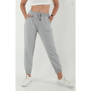 Pantaloni della tuta da donna grigi con due fili elasticizzati-KSJIIBLA-1203