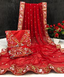 Saree collectif d'occasion spéciale avec plein de travaux de broderie Prix le plus bas du marché Surat Vêtement ethnique ApparelGarment - Product Image 4