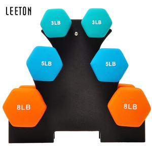 Thiết kế nhỏ gọn không trượt Grip Neoprene quả tạ đặt 3LB <span class=keywords><strong>5lb</strong></span> 8lb với Rack cho cánh tay đa năng tập thể dục - Product Image 2