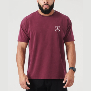T-shirt d'entraînement de gymnastique surdimensionné en coton pour hommes, vêtements de fitness vierges personnalisés de haute qualité - Product Image 1