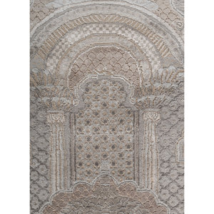 Tapis Khidki en laine et soie de bambou noué à la main, motif géométrique, pour salon, tapis rectangulaire pour couloir - Modèle LRB (1816) - Product Image 3
