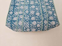 Grand sac fourre-tout pour femme, imprimé floral, écologique, élégant, bleu matelassé, fermeture ouverte, pour le quotidien, les courses et les voyages - Fabriqué en coton indien de haute qualité
