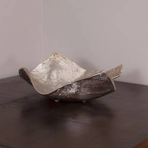 Champagne argent martelé aluminium bol décoratif grand décor à la maison pièce maîtresse Accent décor à la maison - Product Image 4