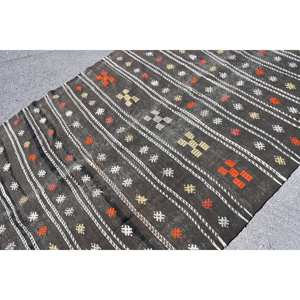 Tapis turc marron vintage de 5.5x9.8 pieds, style tabriz classique, rectangle, patchwork, jonc de mer en laine, pour la vie à la maison - Product Image 5