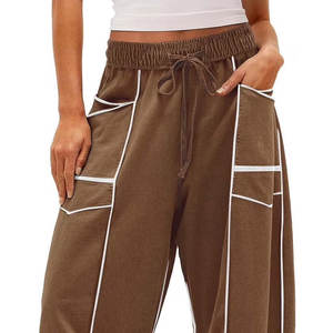 Pantalon de survêtement évasé pour femmes en gros et pantalon Baggy doux et respirant pantalon large à jambe droite pantalon de survêtement à poches à vendre - Product Image 2