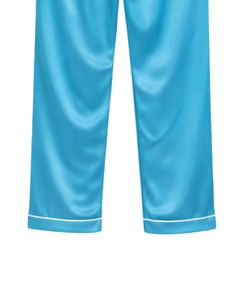 Conjunto de Pijama de Seda Satén Azul Cielo para Mujer, Fabricante, Botones, Manga Larga, Ropa de Dormir, Lujoso, Suave, Brillante, Ropa de Estar por Casa - Product Image 6