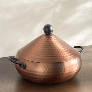 Marmite isotherme dorée et argentée martelée, chauffe-plats antiadhésif en acier inoxydable, base large, couvercle conique, qualité supérieure - Product Image 3