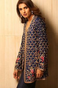 2023 Latest Stunning Dress Jacket High Quality <b>Net</b> <b>Fabric</b> Embellished Crystal Glass Beadsstone Dabka Work Wedding Party Wear - Product Image 2