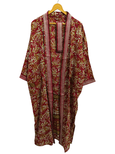 ชุดบิกินี่ชุดคลุมสำหรับกลางคืนเสื้อคลุมยาวแบบเย็บต่อกันชุดกิโมโนทำด้วยมือสไตล์วินเทจผ้าไหมส่าหรี - Product Image 5