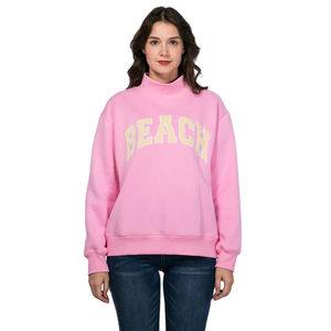 Logo personnalisé automne et hiver nouveaux vêtements de rue pour femmes couleur unie décontracté col montant lâche coton pull sweats - Product Image 1