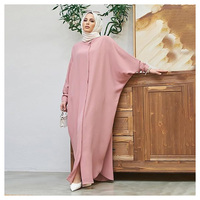 Vente en gros Abaya élégante broderie vêtements islamiques Jilbab Niqab Burqa Kaftan prière couleur unie longue Abaya musulmane avec Hijab