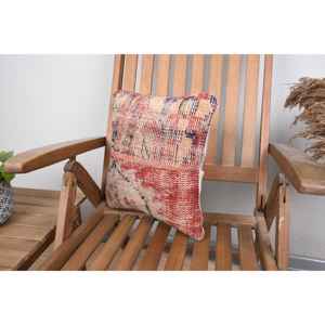 Beige Wool Kilim Patchwork Pillow 14x14 Inch Luxury Vintage <b>Fluffy</b> Embroidered Rustic Throw Pillow for <b>Bedding</b> or Floor Use - Product Image 3