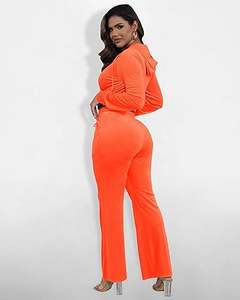 Solid Color Good Quality <b>Tracksuit</b> Women Fleece Female Velvet Custom <b>Velour</b> Crop Top Zipper <b>Tracksuit</b> Set for Girls Breathable - Product Image 2