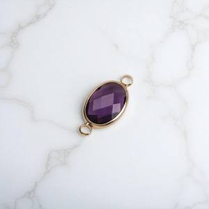 Conector de abalorio de piedras preciosas de amatista ovalada de doble fianza-Encantos de bisel de plata 925-Venta al por mayor Pulsera de fabricación de conectores DIY - Product Image 1