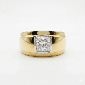 Bague pour homme en argent sterling avec diamant moissanite taille princesse, style élégant et princier - Product Image 1