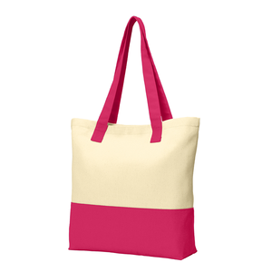 Daily Use Medium Cotton Polyester Tote <b>Bag</b> <b>Long</b> Handle Colorblock Letter Printing Pattern Zipper for Foods Advertising Gifts - Product Image 3