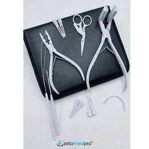 White Matte Professional Hair Extension Tools Kit Custom Logo Stainless Steel <b>Tape</b> in Press Pliers With <b>Loop</b> Crochet <b>Hook</b> & Clip - Product Image 2