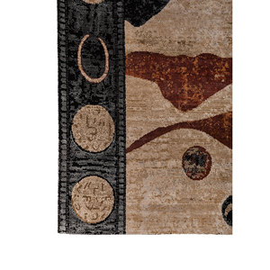 Whispers Desert Beige <b>Brown</b> Hand Knotted <b>Wool</b> Bamboo Silk Rugs Classic Rectangle AKWB-9068 for Home Use Abstract Hallway - Product Image 4
