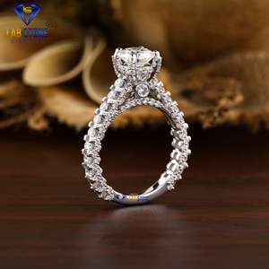 Anillo de diamante de corte redondo TDW 2,35 oro blanco Multi Pave ajuste Hpht/Cvd Diamond Lab Stone - Product Image 5