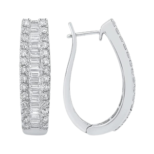 Pendientes clásicos de aro de oro blanco y diamantes redondos para mujer Estilo moderno para fiestas y aniversarios - Product Image 5