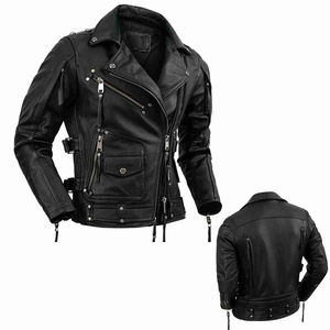Top Demanding Blackbiker Slim Fit Chaqueta de cuero Abrigo de piel de oveja para otoño Moda Tallas grandes Chaqueta de cuero real para hombres - Product Image 2