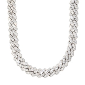 S925 Sterling <b>Silver</b> <b>Cuban</b> Link Necklaces With Lab Grown Round Diamond Hip Hop Jewelry Collection For Men's <b>Chains</b> - Product Image 1